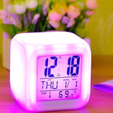 Square White Colour Changing Digital Clock