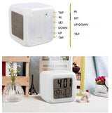 Square White Colour Changing Digital Clock