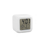 Square White Colour Changing Digital Clock