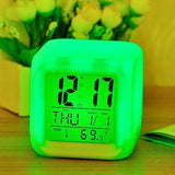 Square White Colour Changing Digital Clock