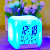 Square White Colour Changing Digital Clock