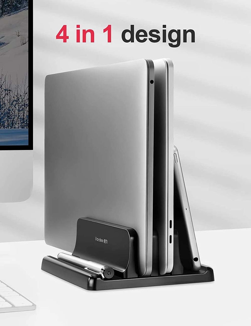 Dual-Slot Adjustable Vertical Laptop Stand