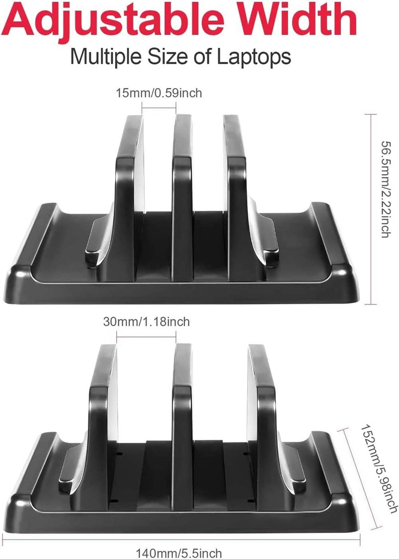 Dual-Slot Adjustable Vertical Laptop Stand